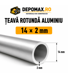 Teava rotunda aluminiu 14 x 2 mm, 6 metri (6060)